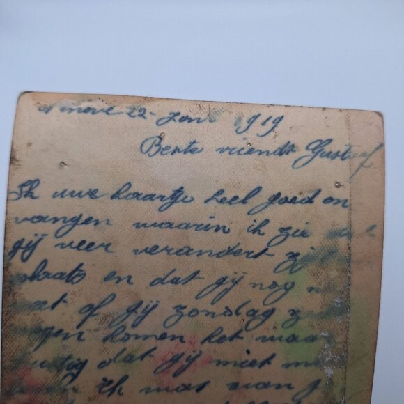 Rex Antique Romantic Postcard 1919 Sepia French Couple Illustration Note Love - Picture 6 of 6